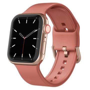 Apple Watch SE 2023 44mm Coral Silicone Pin Buckle Band - 1