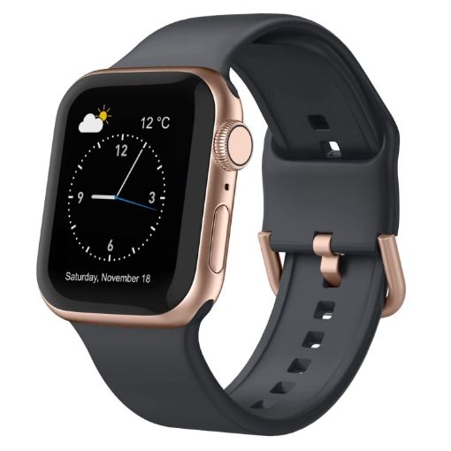 Apple Watch SE 2023 44mm Dark Grey Silicone Pin Buckle Band - 1