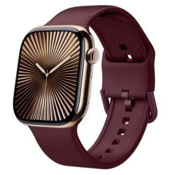 Apple Watch Series 10 42mm Wine Red Silicone Pin Buckle Band - 1