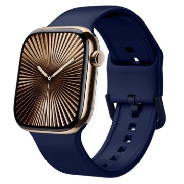 Apple Watch Series 10 42mm Silicone Band, Midnight Blue Pin Buckle - 1