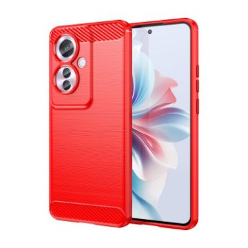 OPPO F25 Pro 5G Red Carbon Fiber Brushed Texture TPU Phone Case - 1