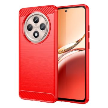 OPPO Reno12 F 4G Red Carbon Fiber Brushed TPU Phone Case - 1
