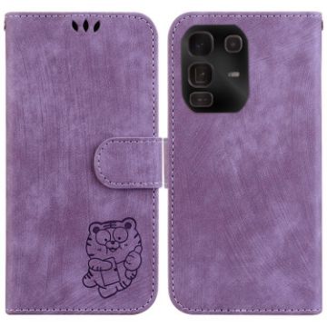 Infinix Note 50 Pro+ Purple Little Tiger Embossed Leather Phone Case - 1