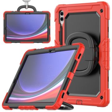 Samsung Galaxy Tab S9+/S10+ Red Silicone Hybrid PC Case with Handle - 1