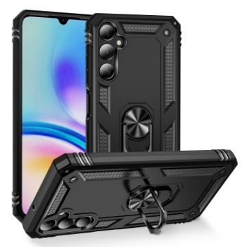 Samsung Galaxy A05s Shockproof TPU + PC Case with Holder - Black - 1