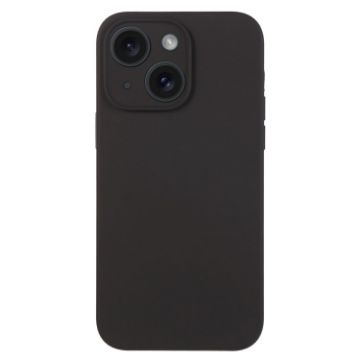 iPhone 15 Black Liquid Silicone Phone Case - Pure Color Fine Pore - 1