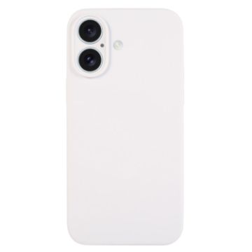 iPhone 16 White Liquid Silicone Phone Case - Pure Color Fine Pore - 1