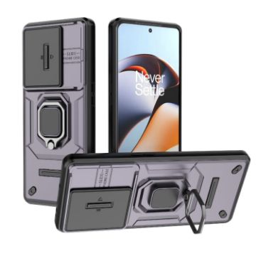 OnePlus 11R 5G Purple Shockproof Case with Holder - Sliding Camshield TPU+PC - 1