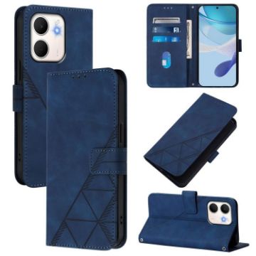 OPPO A5X 4G/5G Blue Crossbody 3D Embossed Flip Leather Phone Case - 1