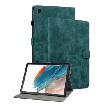Samsung Galaxy Tab 9 Tiger Pattern Flip Leather Case - Dark Green - 1
