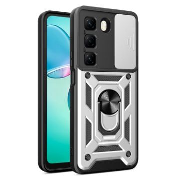 Infinix Hot 50 4G Phone Case Silver - Sliding Camera Cover TPU+PC Design - 1