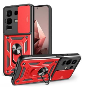 Infinix Note 50x Red Phone Case with Sliding Camera Cover TPU+PC Design - 1