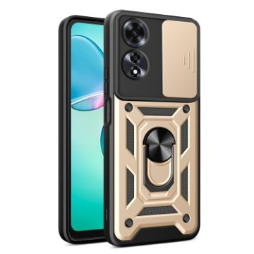 OPPO A60 4G Phone Case Gold - Sliding Camera Cover TPU Hybrid PC - 1