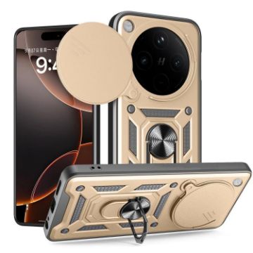 OPPO Find X8 Gold Phone Case with Sliding Camera Cover TPU Hybrid PC - 1