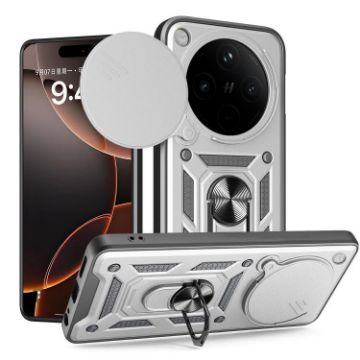 OPPO Find X8 Phone Case Silver - Sliding Camera Cover TPU Hybrid PC - 1