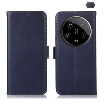 Xiaomi 14 Ultra Blue Leather RFID Phone Case - Magnetic Crazy Horse Texture - 1
