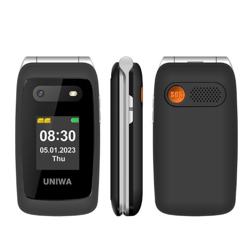 UNIWA V202T 4G Flip Phone, 2.4" Unisoc T107, SOS, FM, Dual SIM, 21 Keys - 1