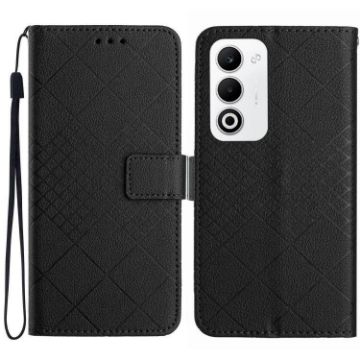 OPPO A5 5G Black Leather Phone Case - Rhombic Grid Texture, Global - 1
