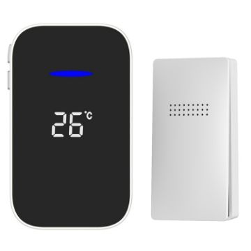 Wireless Doorbell with Temperature Display & Remote Control, EU Plug - 1