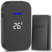 Wireless Doorbell with Temperature Display & Elderly Pager, UK Plug, Black - 1