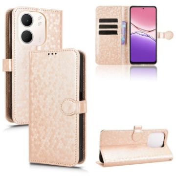 OPPO A5x 5G/4G Global Honeycomb Dot Leather Case - Gold - 1