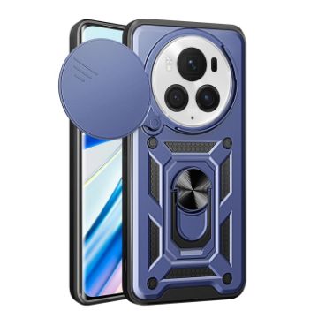 For Honor Magic6 Pro Blue TPU+PC Phone Case with Sliding Camera Cover - 1