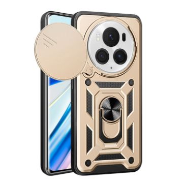 For Honor Magic6 Pro Gold Phone Case with Sliding Camera Cover TPU+PC - 1
