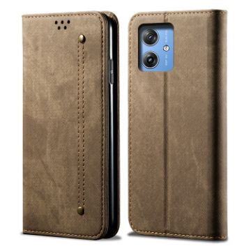 Moto G54 Power 5G Khaki Denim Texture Flip Leather Case - 1