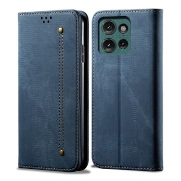 Motorola Edge 50 5G Denim Texture Flip Leather Case - Blue - 1
