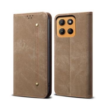 Moto G15 Khaki Denim Texture Flip Leather Case - For Motorola - 1