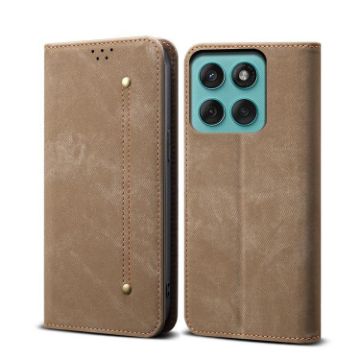 Moto G56 5G Khaki Denim Texture Flip Leather Case - 1