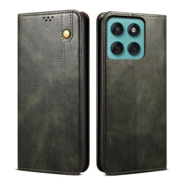 Moto G56 5G Green Leather Phone Case - Oil Wax Crazy Horse Texture - 1