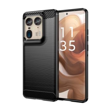 Motorola Edge 50 Ultra Black Carbon Fiber Brushed Texture TPU Case - 1