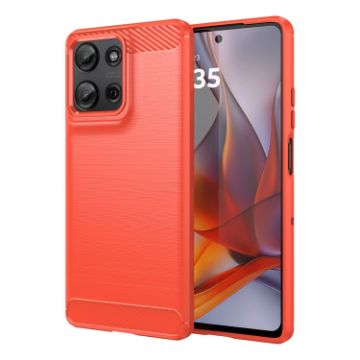 Moto G75 5G Red Carbon Fiber Brushed TPU Case - 1