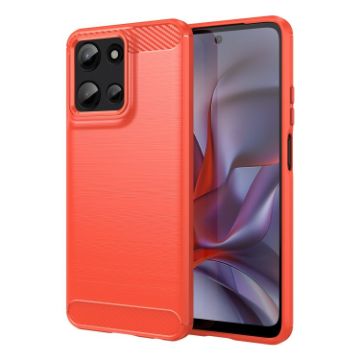 Moto G 5G 2025 Red Carbon Fiber Brushed TPU Phone Case - 1