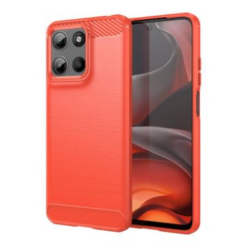 Motorola Moto G15 Red Carbon Fiber Brushed Texture TPU Phone Case - 1