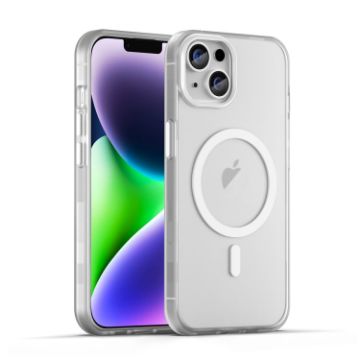 iPhone 14 Plus MagSafe Frosted Translucent TPU PC Case White Full Cover - 1