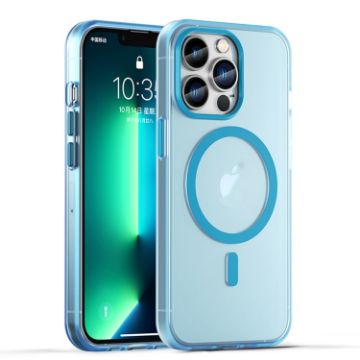 iPhone 13 Pro MagSafe Frosted Translucent TPU PC Case Blue - 1