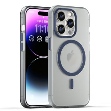 iPhone 16 Pro MagSafe Frosted Translucent TPU PC Case Dark Blue - 1