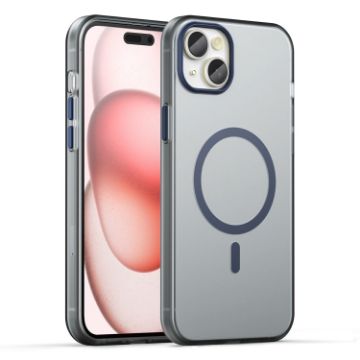 iPhone 15 Plus MagSafe Frosted Translucent TPU PC Case - Dark Blue - 1