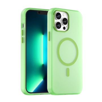 iPhone 13 Pro Max MagSafe Frosted Translucent TPU PC Case - Green - 1