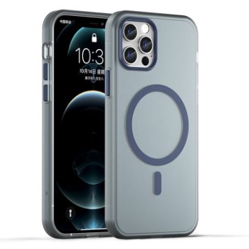 iPhone 12 Pro MagSafe Frosted Translucent Dark Blue Phone Case TPU+PC - 1