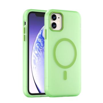 iPhone 11 MagSafe Frosted Translucent TPU PC Full Coverage Case Green - 1