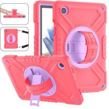 Samsung Galaxy Tab A8 X200 X Rotation Hybrid Silicone Case with Strap - 1