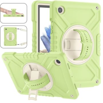 Samsung Galaxy Tab A8 X200 Hybrid Silicone Case with Strap - Yellow/Green/White - 1