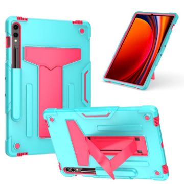 Samsung Galaxy Tab S9 FE+/S9+ T Holder Silicone Hybrid Case Mint Rose - 1