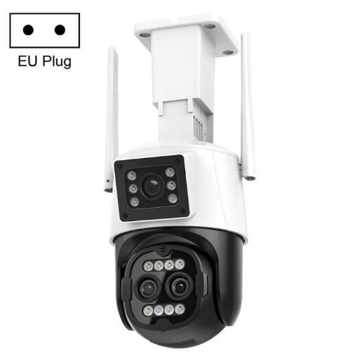QX103 AI Alarm WiFi Dome Triple IP Camera - Humanoid Recognition (EU Plug) - 1