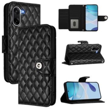 OnePlus Ace 5 Racing Rhombic Texture Flip Leather Case with Lanyard - 1