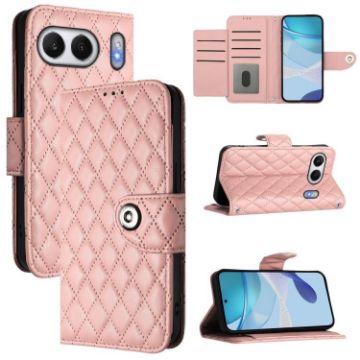 OnePlus Nord 4 5G Coral Pink Rhombic Texture Flip Leather Case - 1