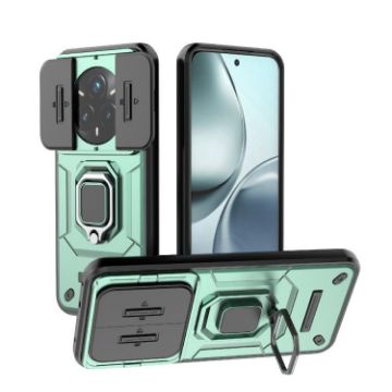 Realme 14 Pro+ 5G Green Shockproof Case with Holder - Camshield TPU + PC - 1